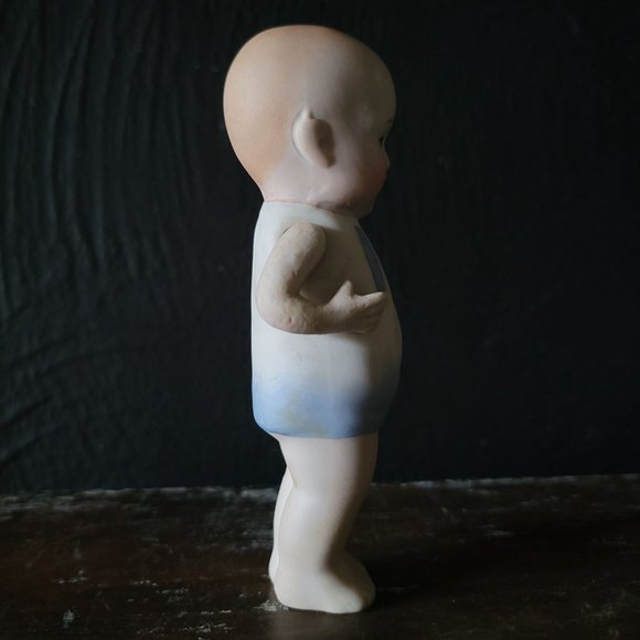 Vintage Nippon Bisque Baby Boy with Jointed Arms, Small Bisque Boy Doll - Picture 5 of 8